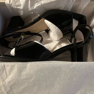 NIB Size 8 black patent ankle strap sandal